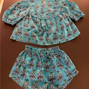 Pink Chicken Turquoise Floral Print Shorts